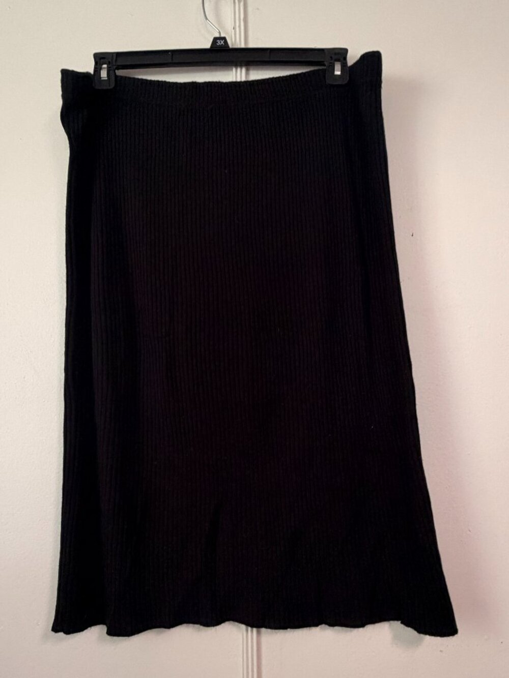Derek Heart Plus Black Ribbed Knit Midi Skirt 3X Elastic Waist Stretch